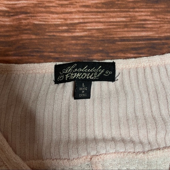 ABSOLUTELY Famous Waffle Knit Top Peach Large - Picture 6 of 8